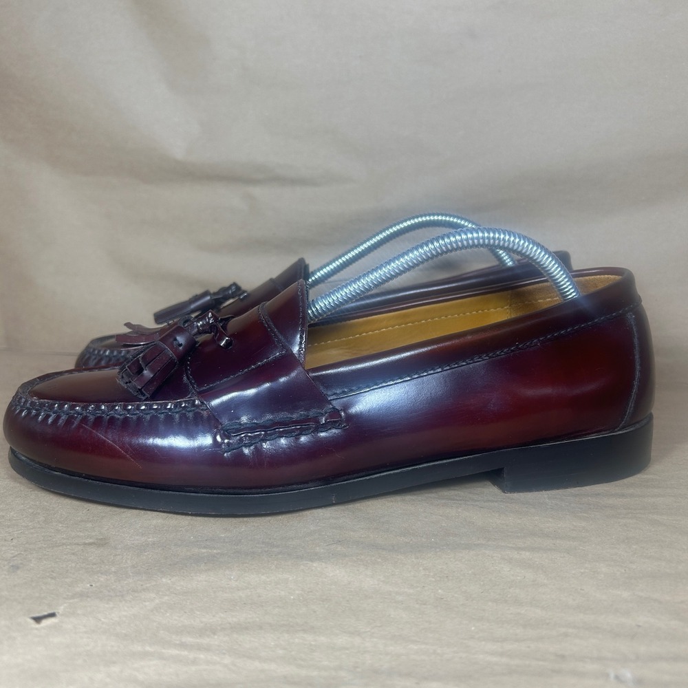 Cole Haan Tassel Loafers Mens 10 D Burgundy Solid Leather 03507 Dress Shoes